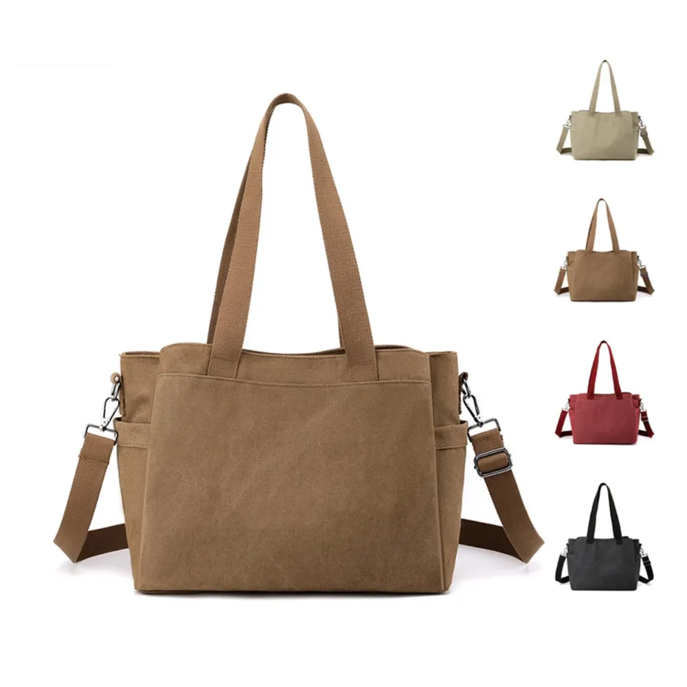【Rosse Bags】簡約新款大容量帆布手提肩背托特包(現+預  卡其色 / 咖啡色 / 紫咖