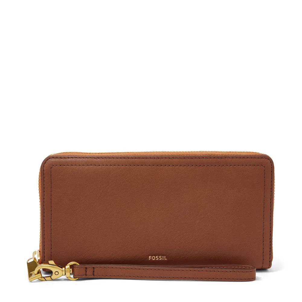 【FOSSIL】Logan 咖啡色多層真皮拉鍊長夾SL7831200