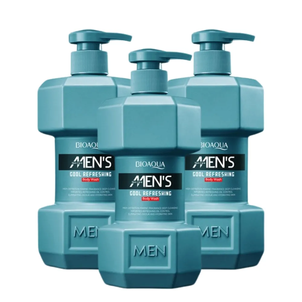 【iBloom】BIOAOUA男士清爽沐浴露500ml-3入組(海洋/古龍/控油/保濕/涼感潔淨)