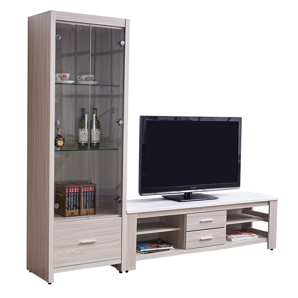 【時尚屋】諾爾白梣木7尺L型電視櫃UF8-3117+3115(免組裝 L型電視櫃)