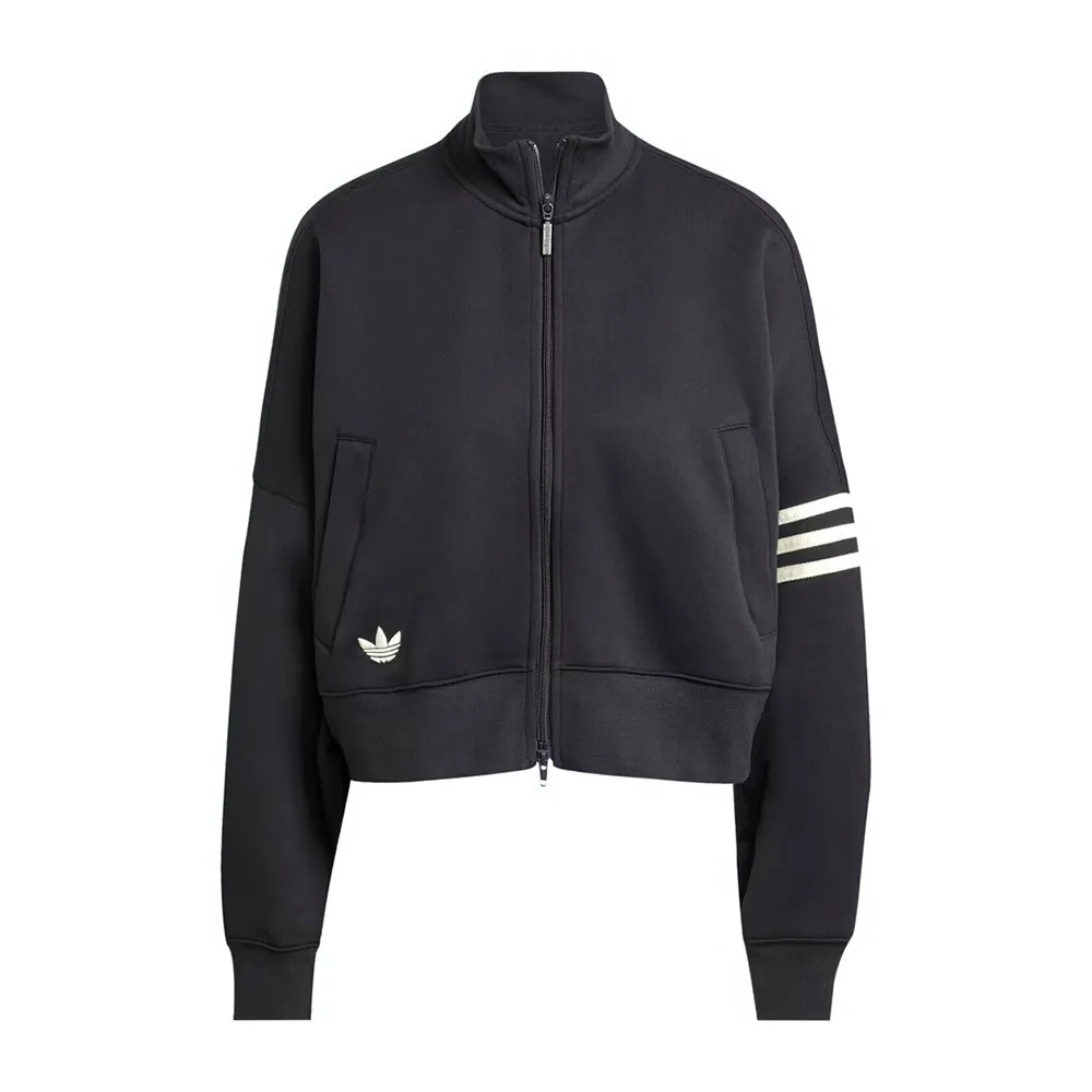 【adidas 愛迪達】NEUCL Tracktop 女 立領外套 運動外套 休閒穿搭 雙向拉鍊 黑白(JI8495)