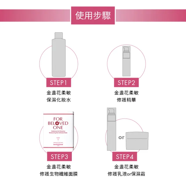 【For Beloved One 寵愛之名】金盞花柔敏生物纖維面膜 3片/盒 共4盒(敏弱肌適用/保濕/舒緩)雙10周年慶