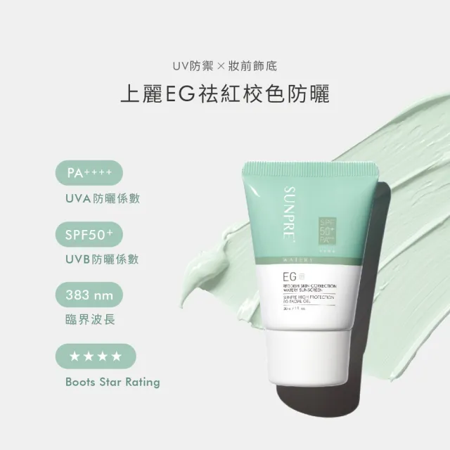 【荷麗美加】上麗EG祛紅校色防曬 30ml(SPF50+/PA++++/泛紅痘肌/綠色防曬)