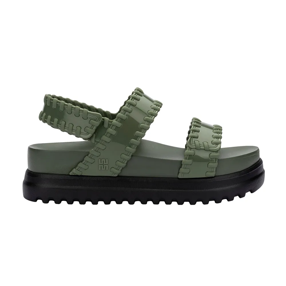 【Melissa】荷葉邊造型厚底涼鞋(墨綠色) 防潑水