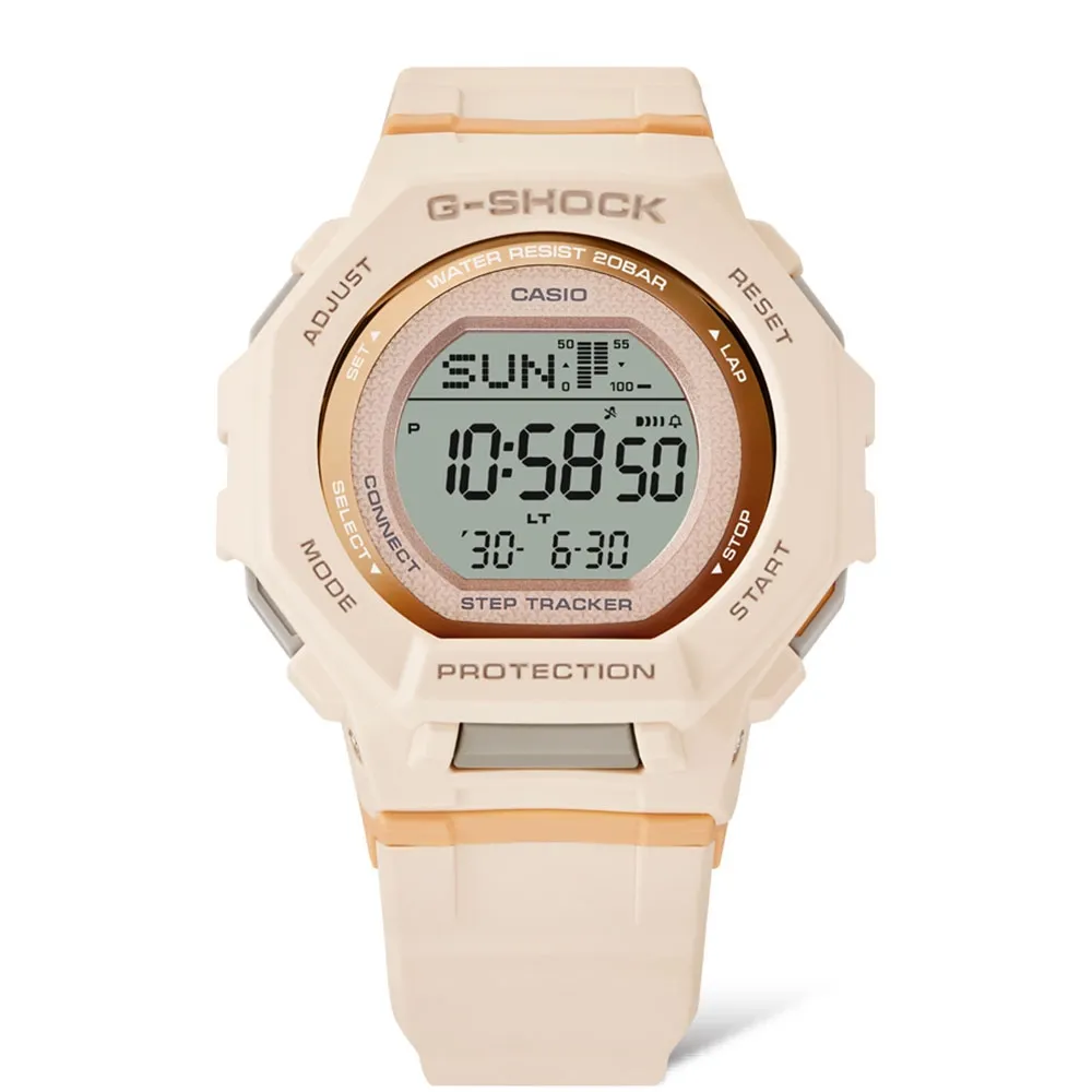 【CASIO 卡西歐】G-SHOCK 自然色調  跑步訓練 運動手錶 電子錶-橘(GMD-B300-4)