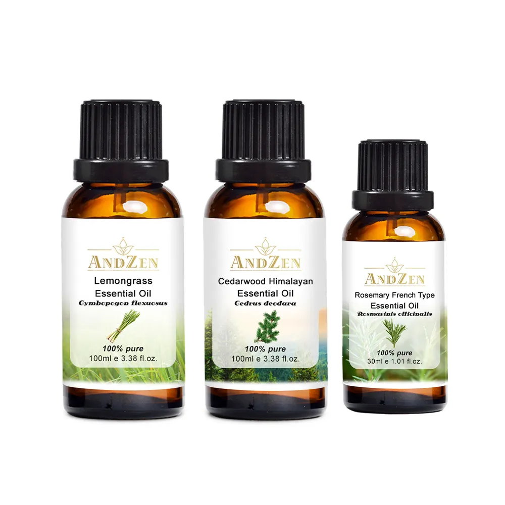 【ANDZEN】安得仁 澳洲單方純精油 檸檬香茅/檸檬草100ml+喜馬拉雅山雪松100ml+迷迭香30ml(草本清新)