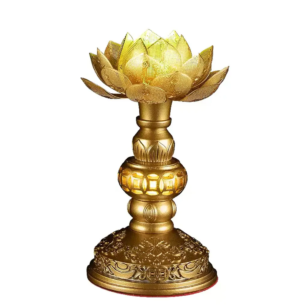 銅葉佛前供燈盞 5吋蓮花燈 LED七彩蓮花燈 供佛燈 長明燈 招財神燈 一對裝 七彩色 插電款