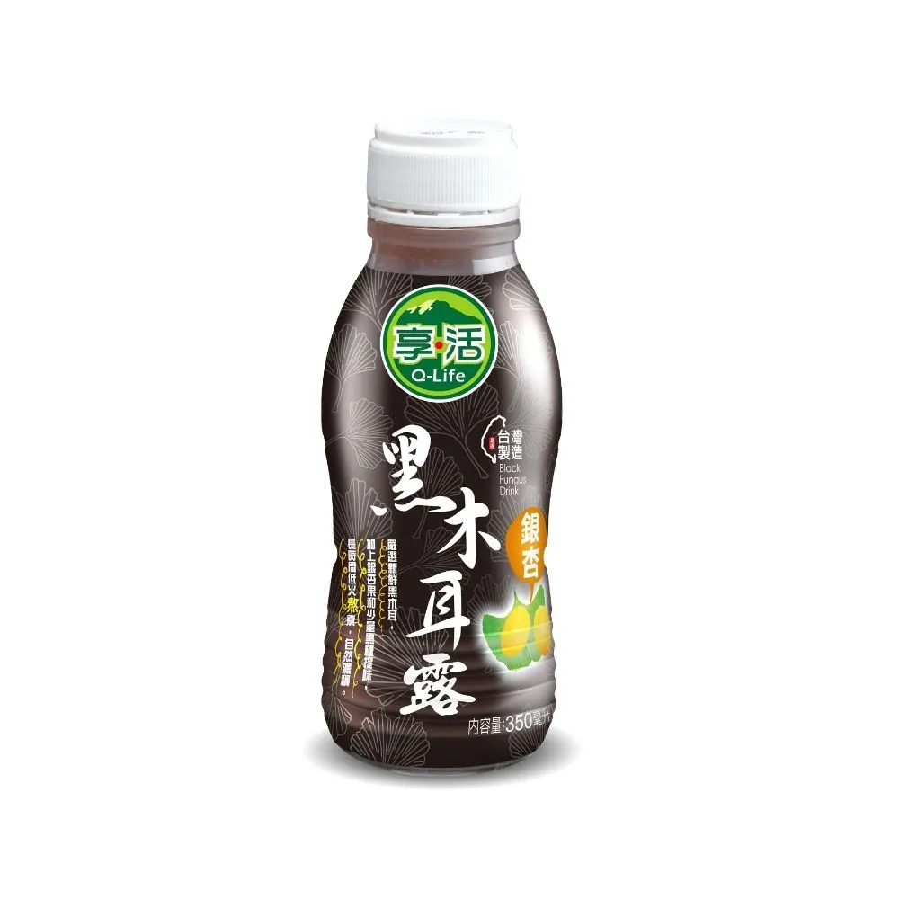 【Q-Life 享活】銀杏黑木耳露飲 350ml x24罐(箱裝 黑木耳 黑糖 膳食纖維 純素 無添加)