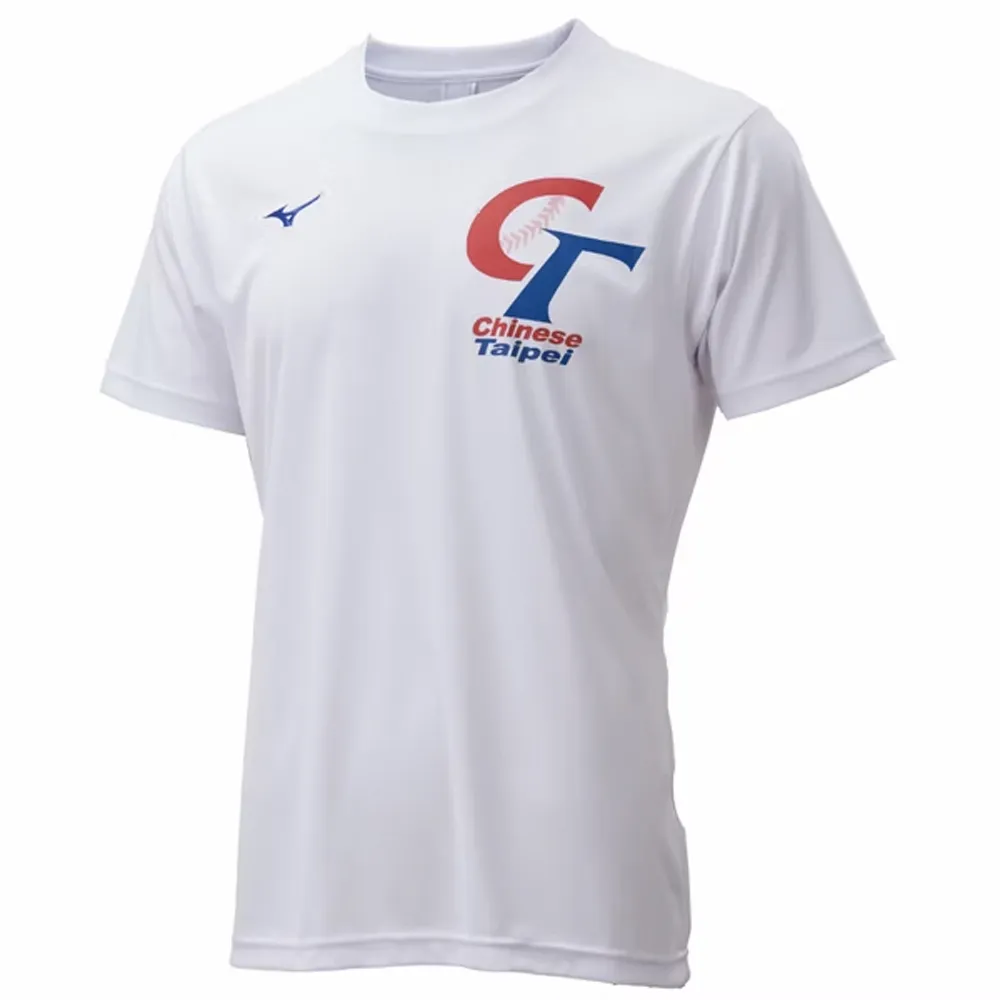 【MIZUNO 美津濃】短袖上衣 男 中華隊 吸濕排汗 合身版型 CT 白 12TCDL0301