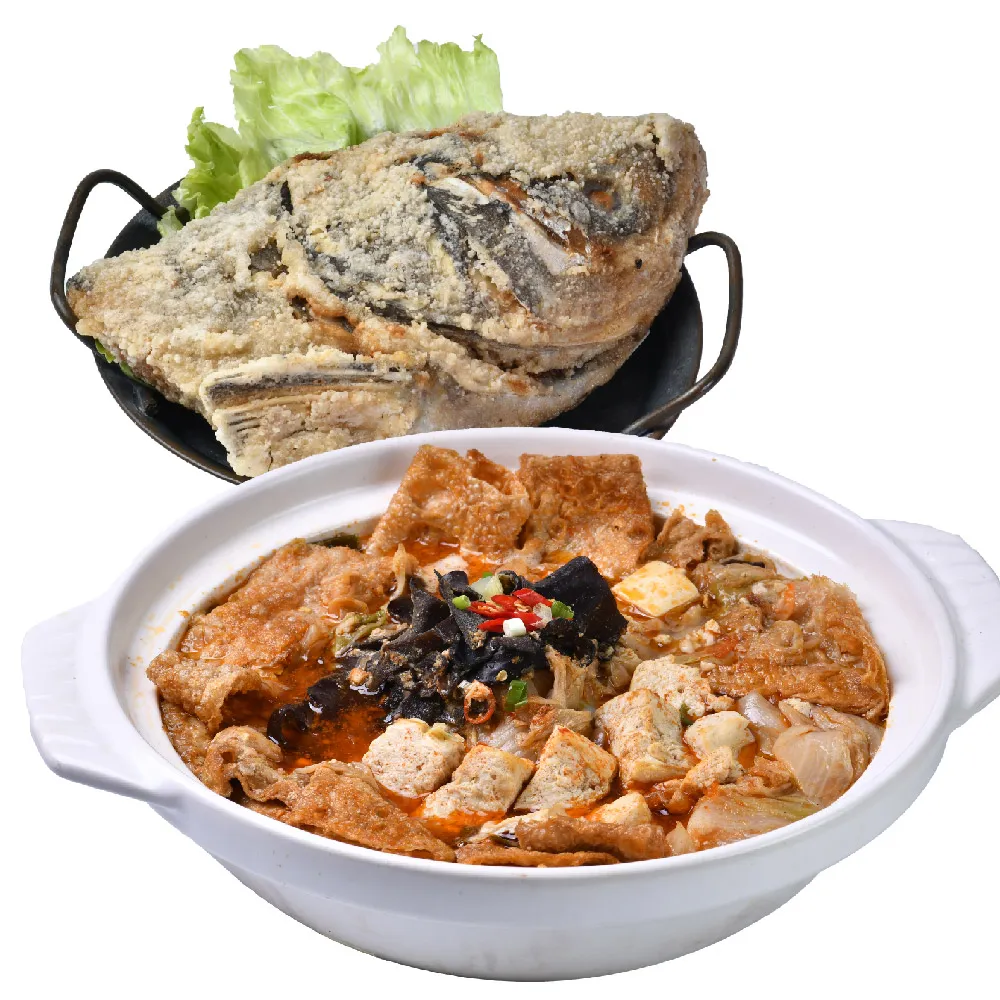 【林聰明】沙鍋菜1000gx3包+特大鰱魚頭600g(3-5人份 澎湃家庭聚餐 圍爐年菜推薦)