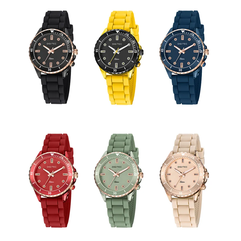 【DIGITEC】BDN-9102T 炫彩霓虹運動錶 日本機芯 Neon霓虹光刻度 夜光指針 矽膠 腕錶