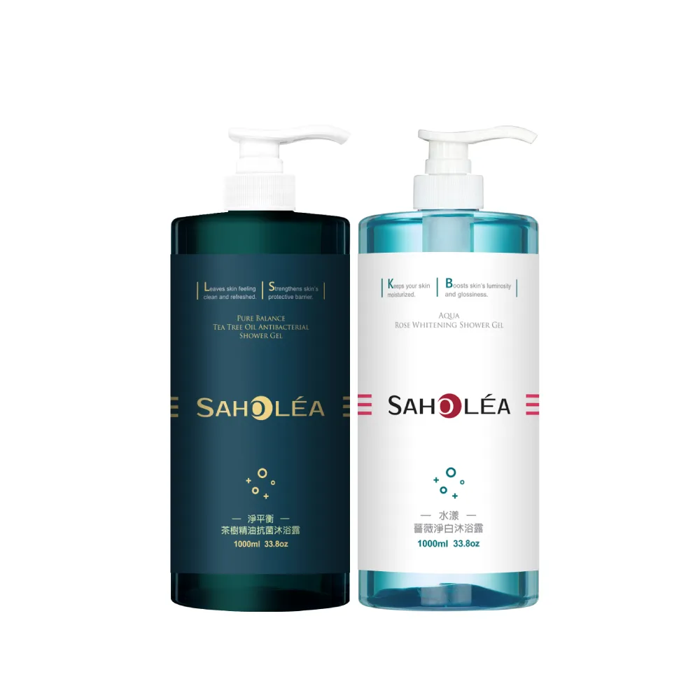 【SAHOLEA 森歐黎漾】加大版 經典系列沐浴1000ml x2入(淨平衡茶樹抗菌+水漾薔薇保濕)