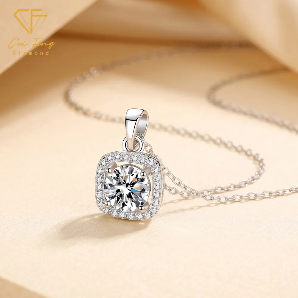 【CF Diamond】項鍊 莫桑鑽《幸福方糖》(雙11 1克拉  鑽石 項鏈 生日禮物)
