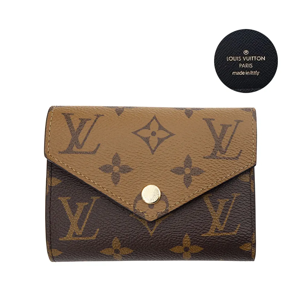 【Louis Vuitton 路易威登】M81557 經典Victorine系列雙色老花帆布三折錢包短夾(雙色)