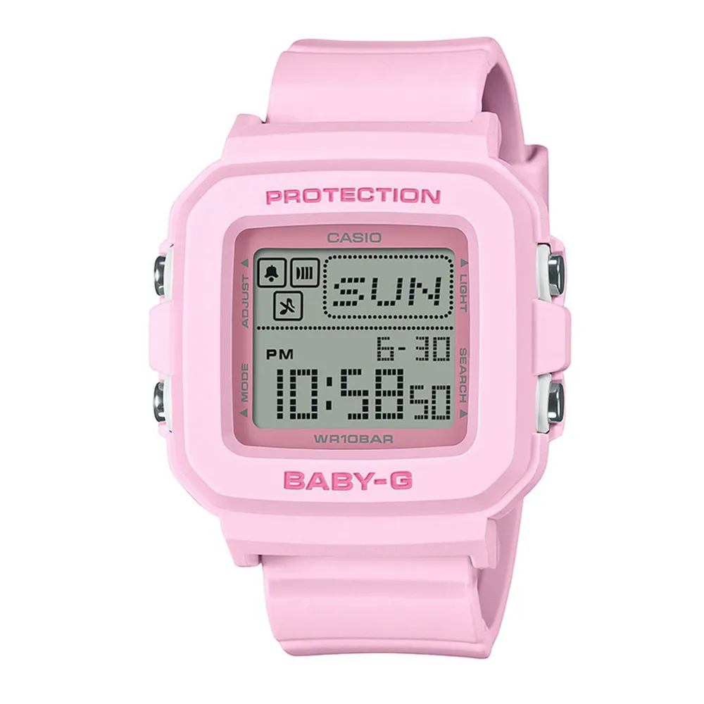 【CASIO 卡西歐】BABY-G +PLUS系列/39mm/可愛方型 甜美粉(BGD-10-4)
