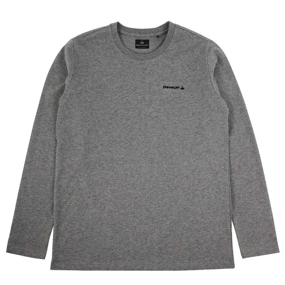 【DeveUP】『DeveUP』棉質長袖圓領LOGO-TEE(產品編號 : D02403 麻花灰)