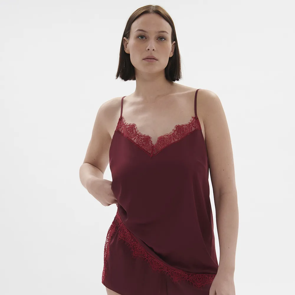 【Simone Perele 西蒙佩兒】居家上衣｜SATIN SECRETS 秘密 奢華緞面   絲滑柔順 魅惑晶紅 紅色 精品