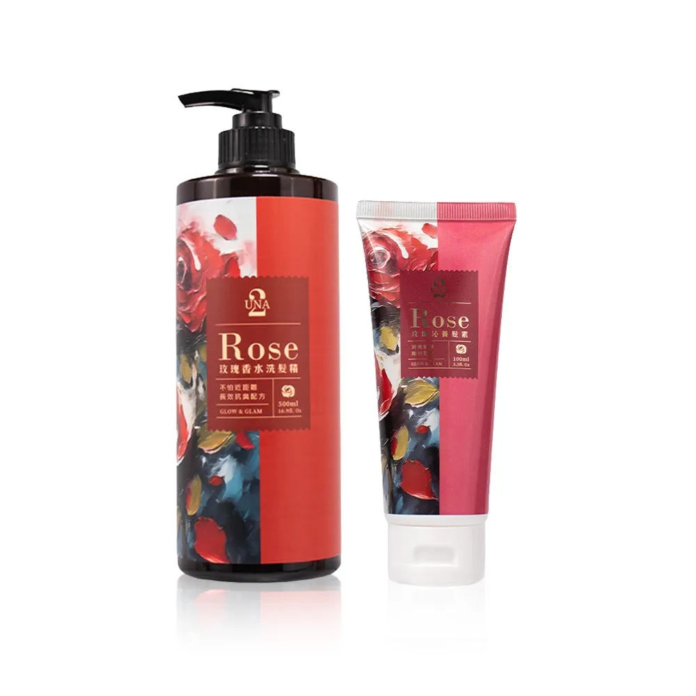 【BIOCROWN 百匡】玫瑰香水洗髮精500ml + 玫瑰沁養護髮素100ml - UNA