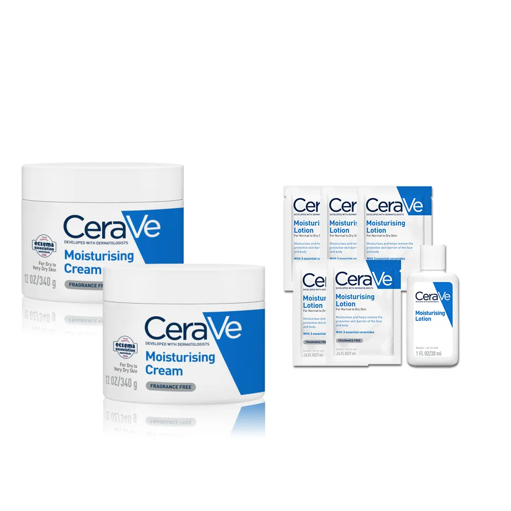 【CeraVe 適樂膚】momo限定雙星組★長效潤澤修護霜340g*2(臉部身體乳霜/許光漢同款)