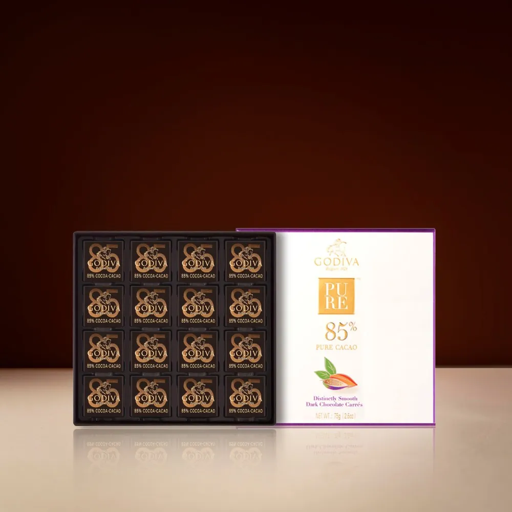 【GODIVA】片裝濃醇85%黑巧克力禮盒16片裝(生日禮、情人節、雙11、1111)
