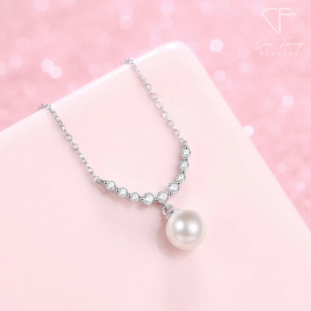 【CF Diamond】項鍊 天然淡水珍珠X莫桑鑽《藏韻》 (36分 雙11 天然淡水珍珠 項鏈 生日禮物)