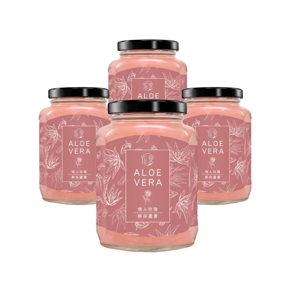 【究愛燕窩】情人玫瑰鮮採蘆薈四入組380ml/瓶(內層果肉/生津解渴/全素/排便順暢)
