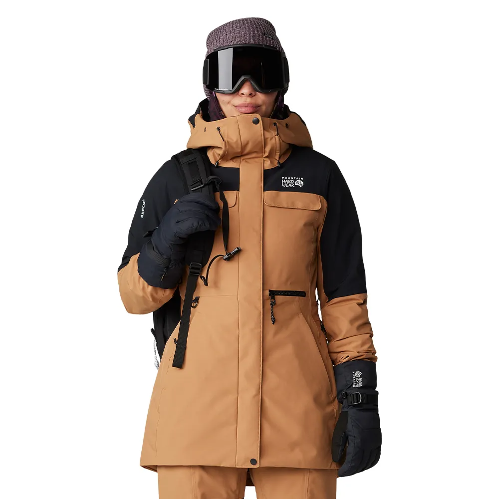 【Mountain Hardwear】Powder Maven™ Parka 滑雪防水化纖連帽長版外套 女款 滿銅紅土/黑 #2092921