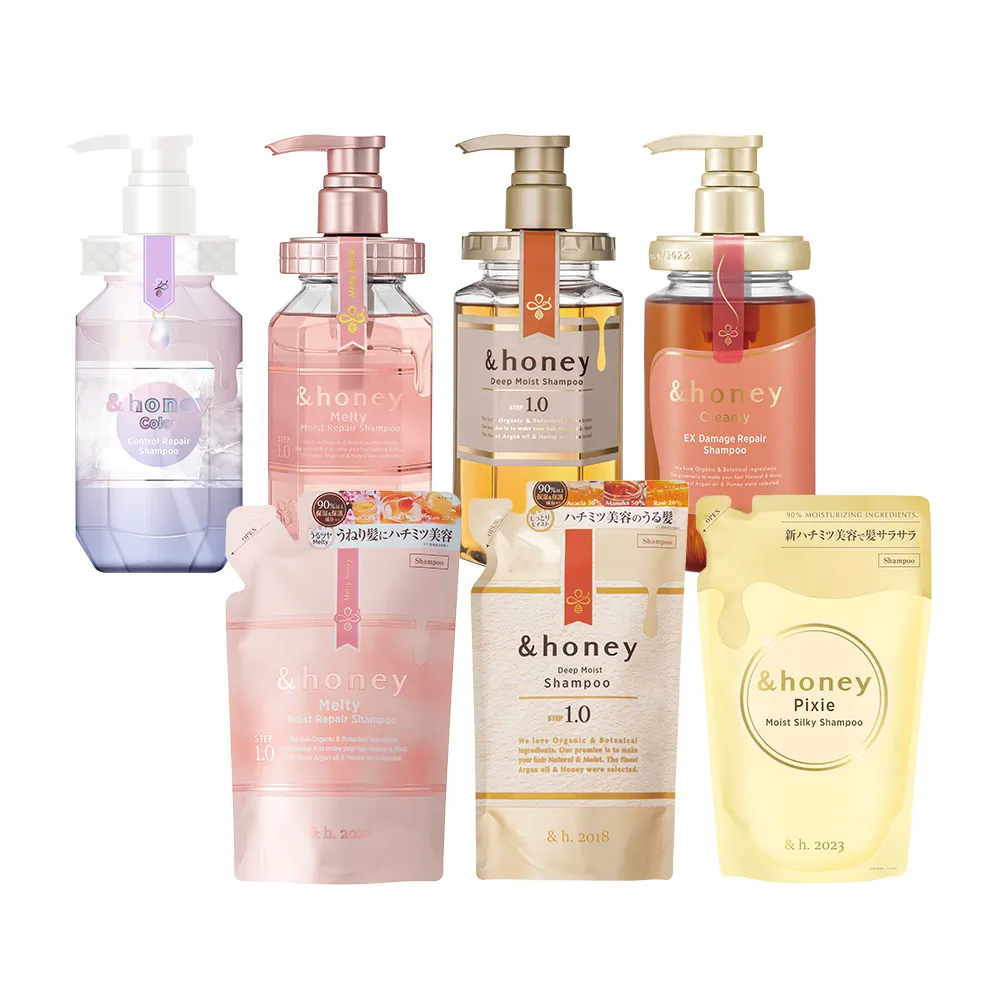 【&honey】日本原裝 蜂蜜洗髮精/潤髮乳/髮油+補充包 2入(細軟易斷 乾燥粗硬 受損髮質 多款任選)