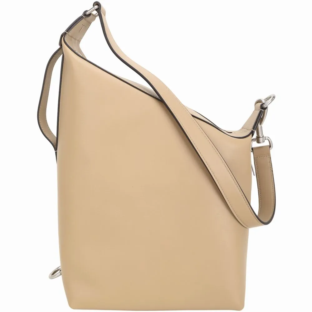【TOD’S】TODS Meda 壓紋牛皮梯形廓型手提 肩斜背包-奶茶色(義大利手工皮革)