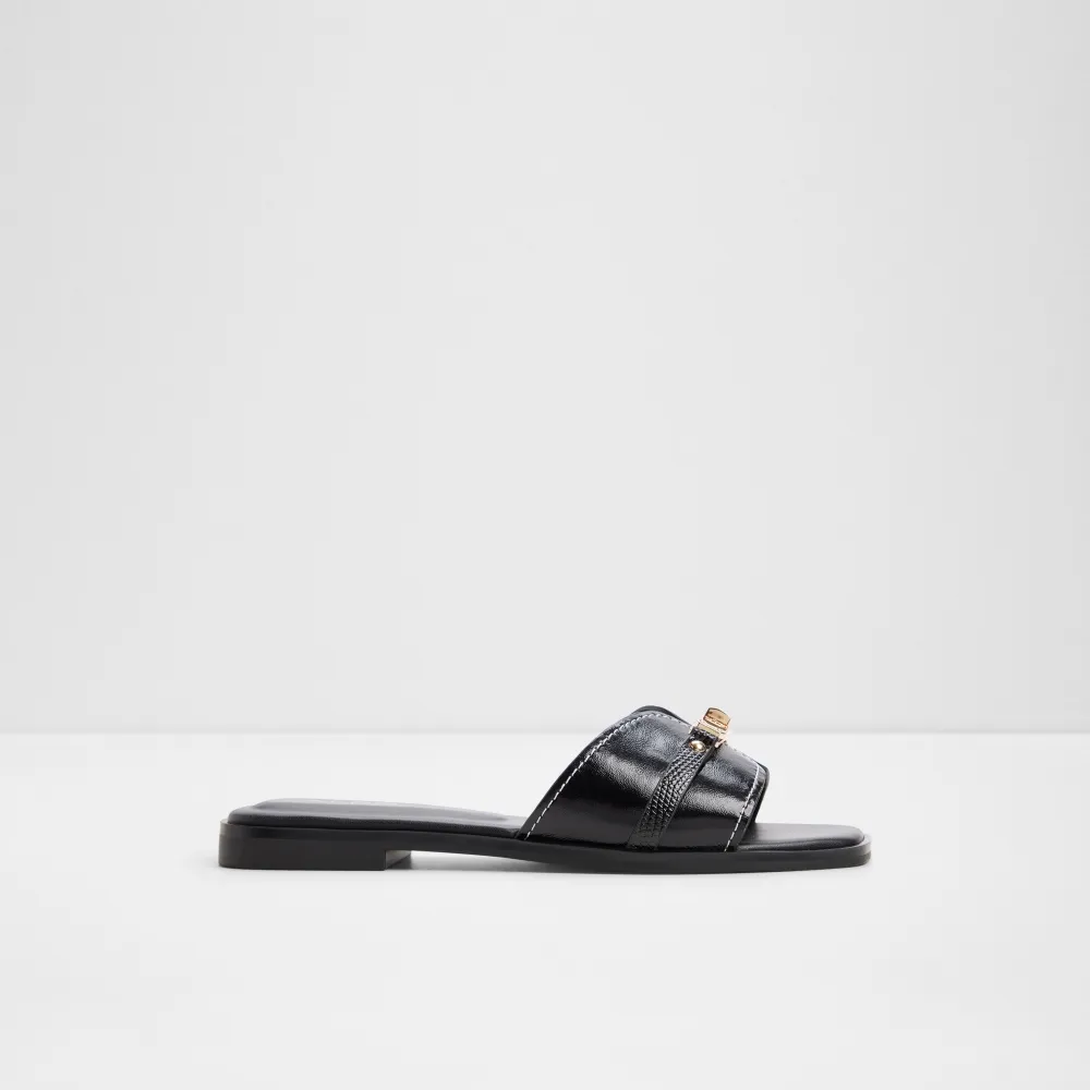 【ALDO】FRANCEA-俐落飾扣方頭涼拖鞋-女鞋(黑色)
