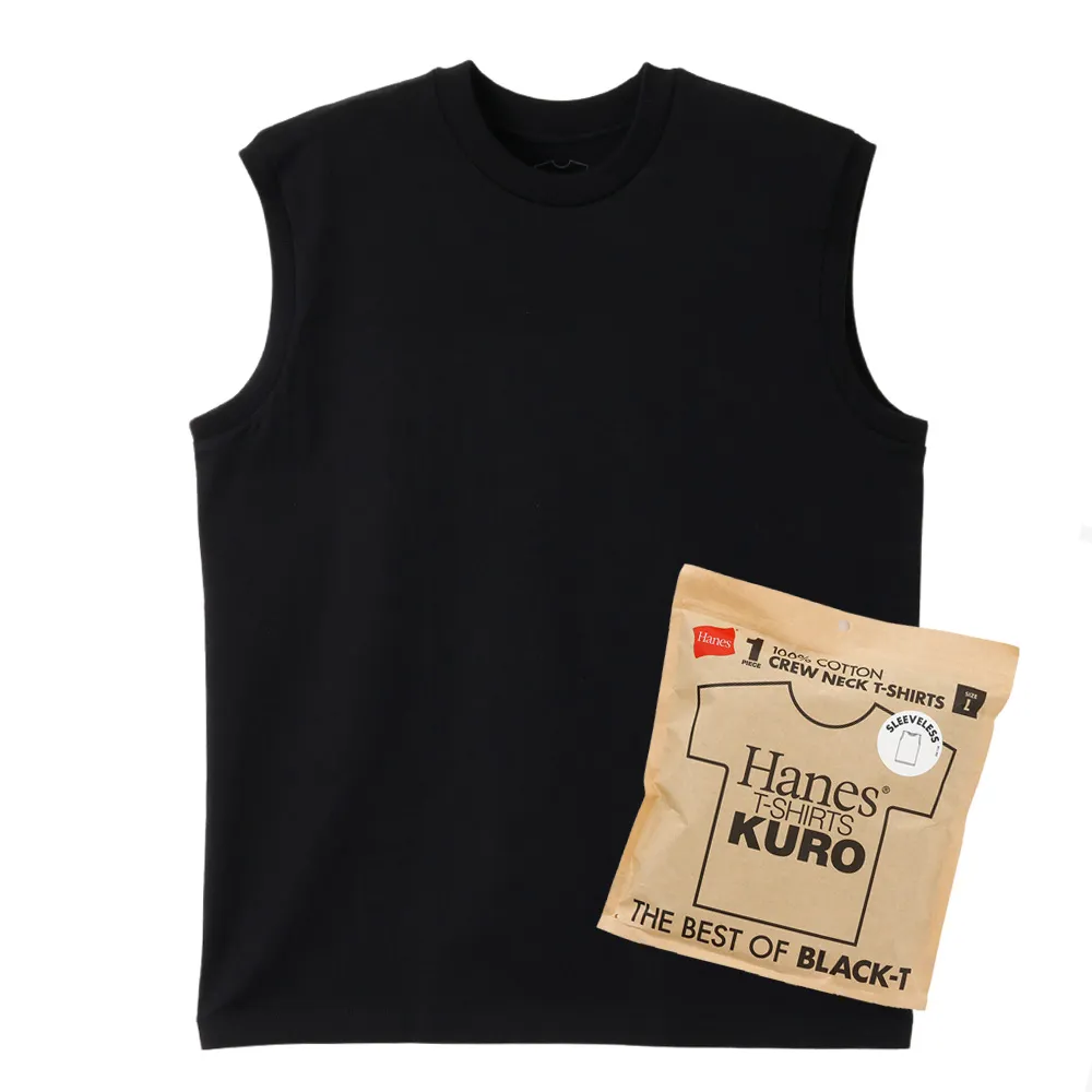 【Hanes】官方直營 男女款-KURO 無袖上衣-黑色(HM3-B202-090)