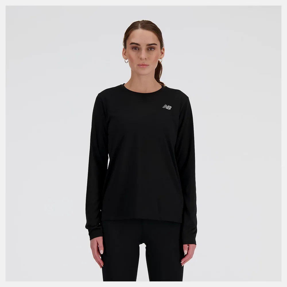 【NEW BALANCE】NB 運動 訓練  快乾 美規 長袖上衣 女 黑色 (WT41225BK-F)