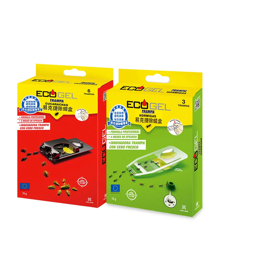 【ECOGEL 易克捷】歐洲原裝除蟑/除蟻盒15公克x1入任選(盒裝設計避免接觸藥劑 蟑螂藥螞蟻藥)
