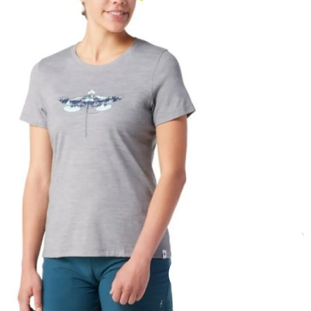 【SmartWool】女 Merino Sport 150 塗鴉Tee 蜻蜓漫舞_超輕彈性透氣短袖圓領T恤(SW016598 淺灰色)