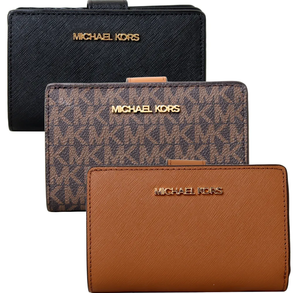 【Michael Kors】MK 女款中夾 防刮皮革釦式中夾/MK中夾/MK短夾(多款任選)