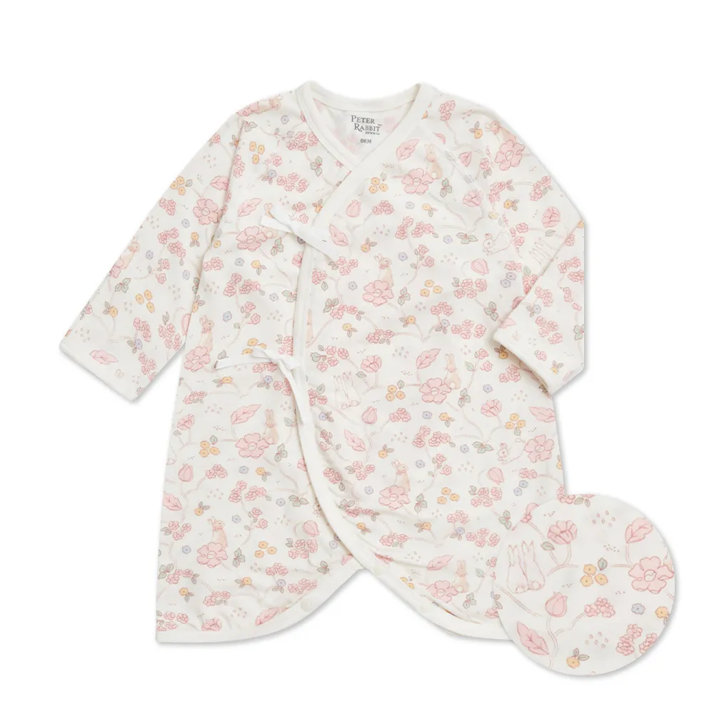 【奇哥】比得兔 嬰幼童裝 花徑小兔肚衣蝴蝶兔裝/包屁衣-美麗諾羊毛布(0-6個月)