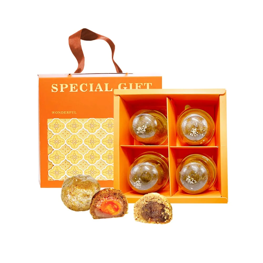【i3微澱粉】控糖點心禮盒4入x2盒-芋泥蛋黃酥+鳳梨酥(70g 蛋奶素 月餅 手作)_年菜 年節禮盒