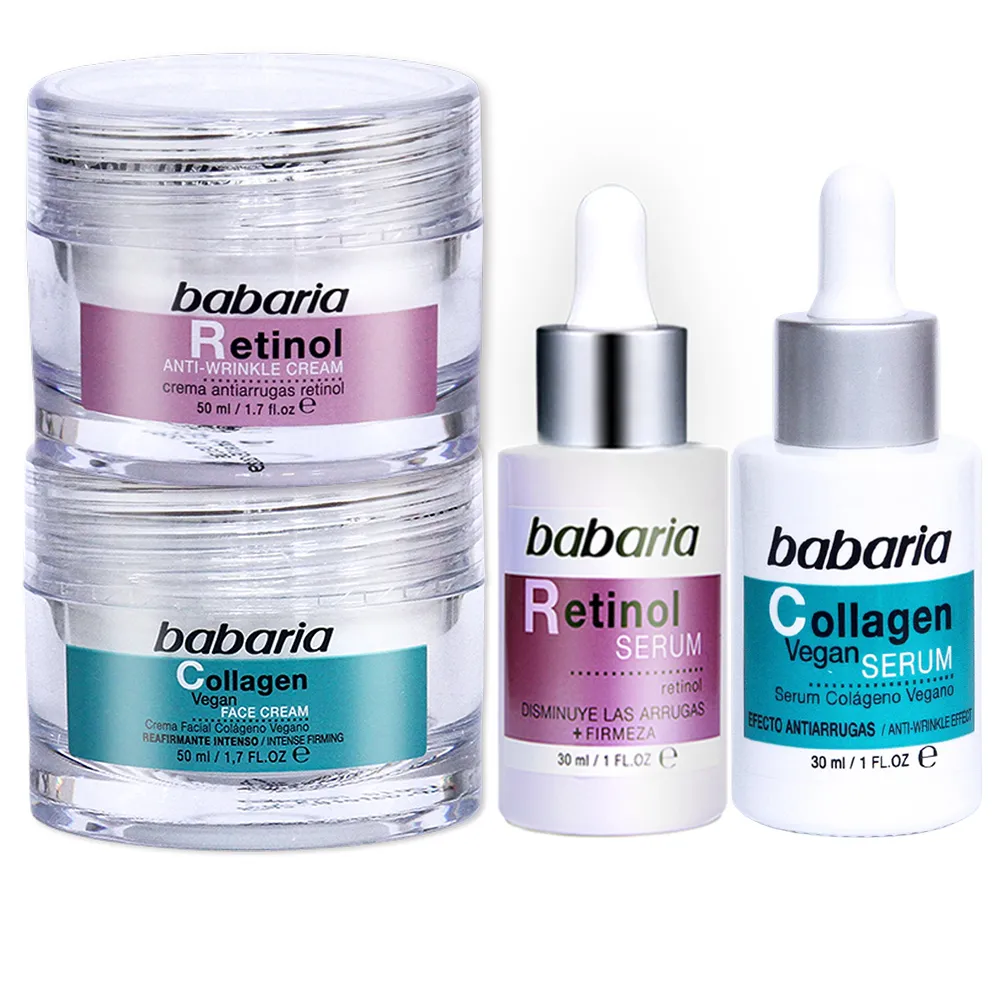 【Babaria】買1送1膠原蛋白A醇澎潤雙效精華液30ml/面霜50ml(公司貨)