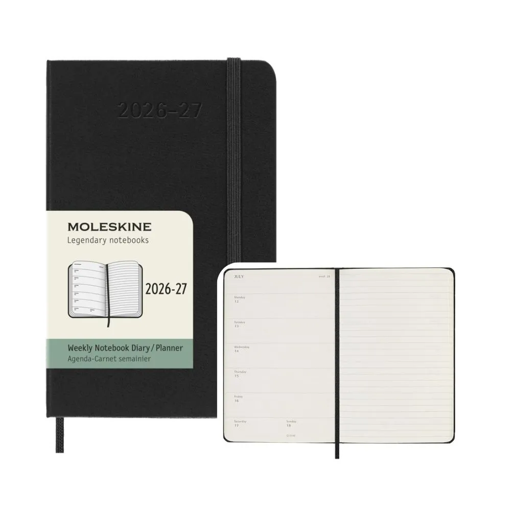 【MOLESKINE】2026-27 18個月週記硬皮手帳 - 口袋/黑