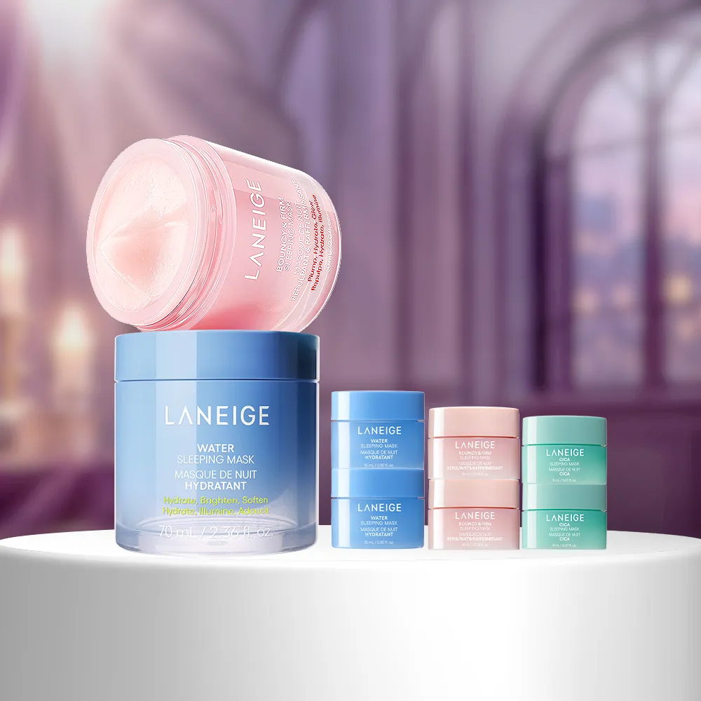 【LANEIGE 蘭芝】 官方直營 雙11限定 透亮澎彈面膜組(超能亮70ml 粉澎潤60ml)(緊緻 保濕 美白 送禮首選)