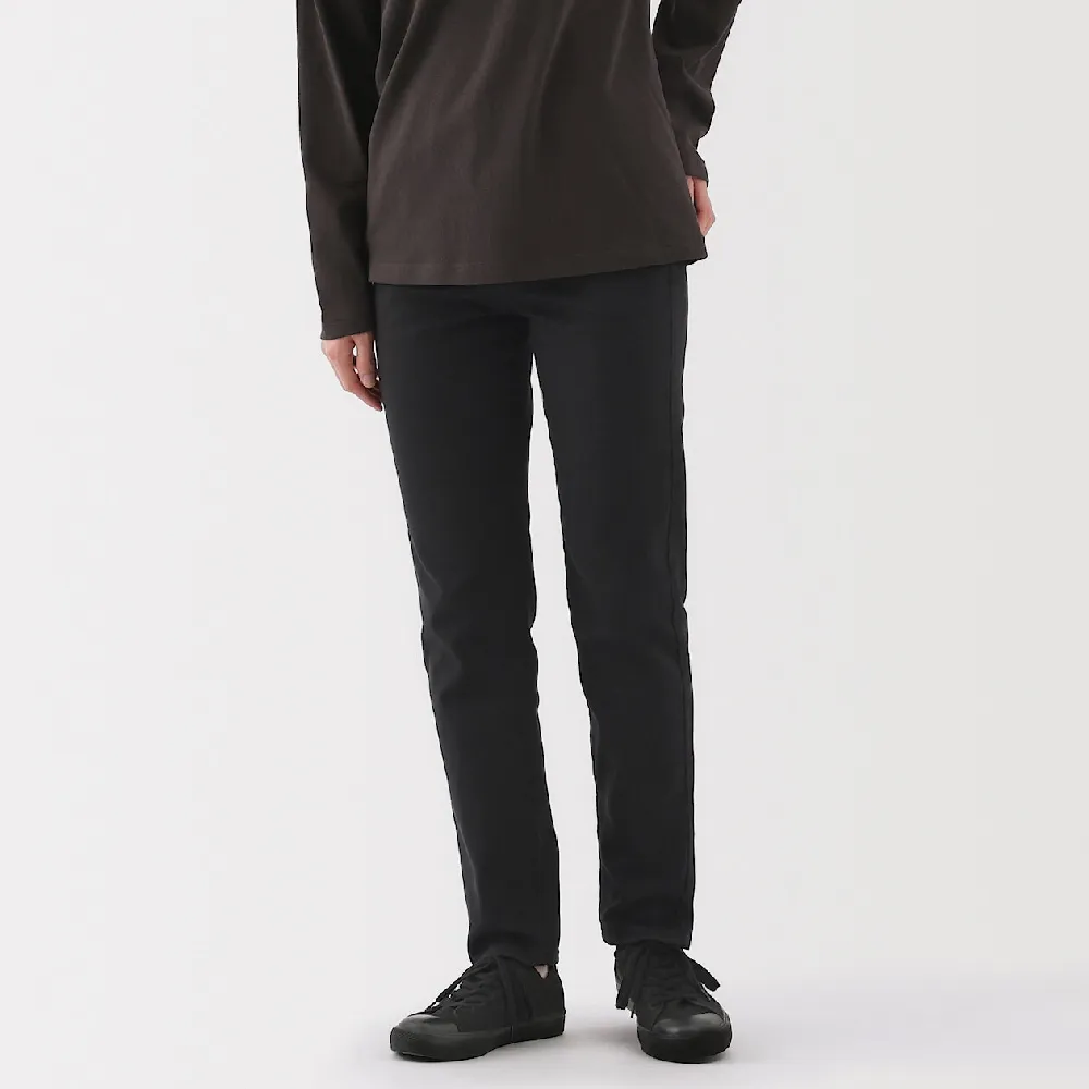 【MUJI 無印良品】女彈性丹寧合身直筒褲 黑色