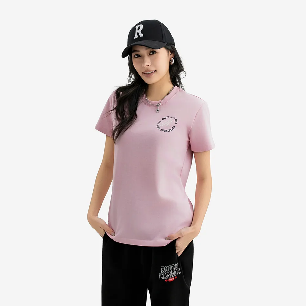 【Roots】Roots 女裝- ATHLETIC DEPT BEAVER 短袖上衣(淺紫粉)