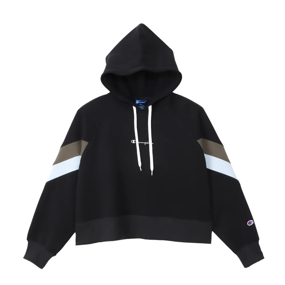 【Champion】官方直營-SPORTS 刺繡草寫LOGO磨毛寬版連帽TEE-女(4色可選)