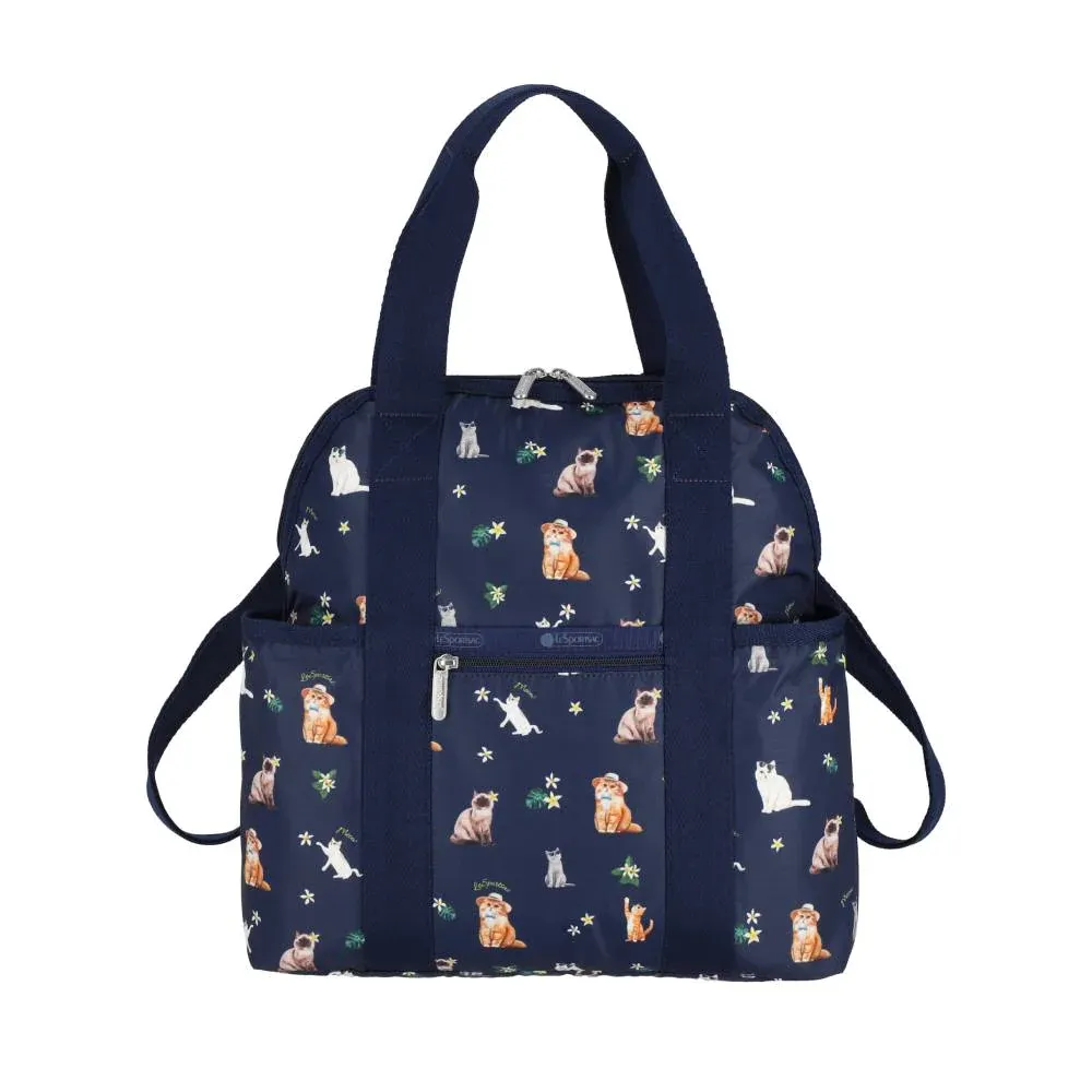 【Lesportsac】Double Trouble Backpack 手提兩用後背包 媽媽包 送禮 禮物 推薦 女包(熱帶度假貓咪)