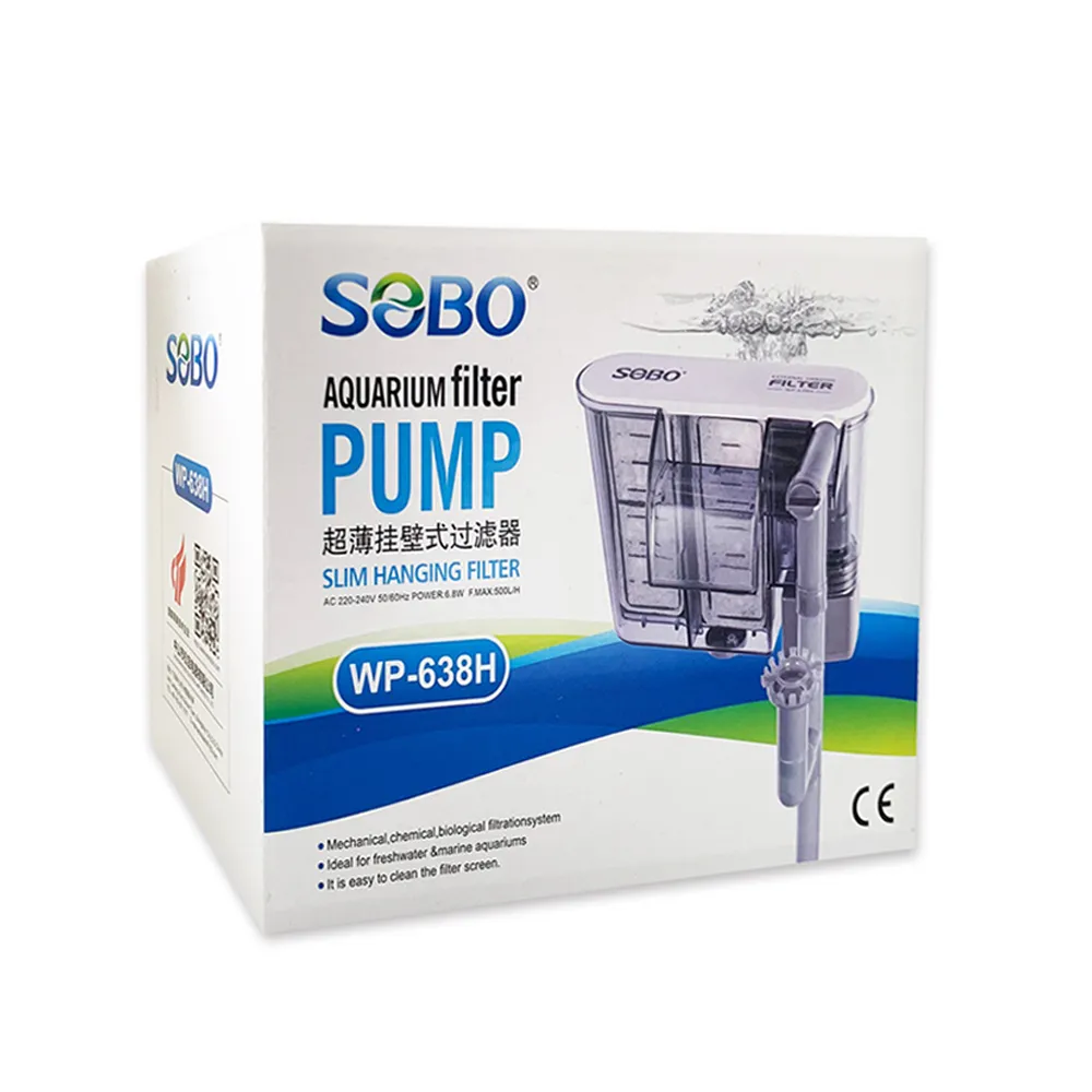 【SOBO 松寶】超薄掛壁式過濾器L+除油膜(最大出水量500L/H 適用1.5〜2尺魚缸)