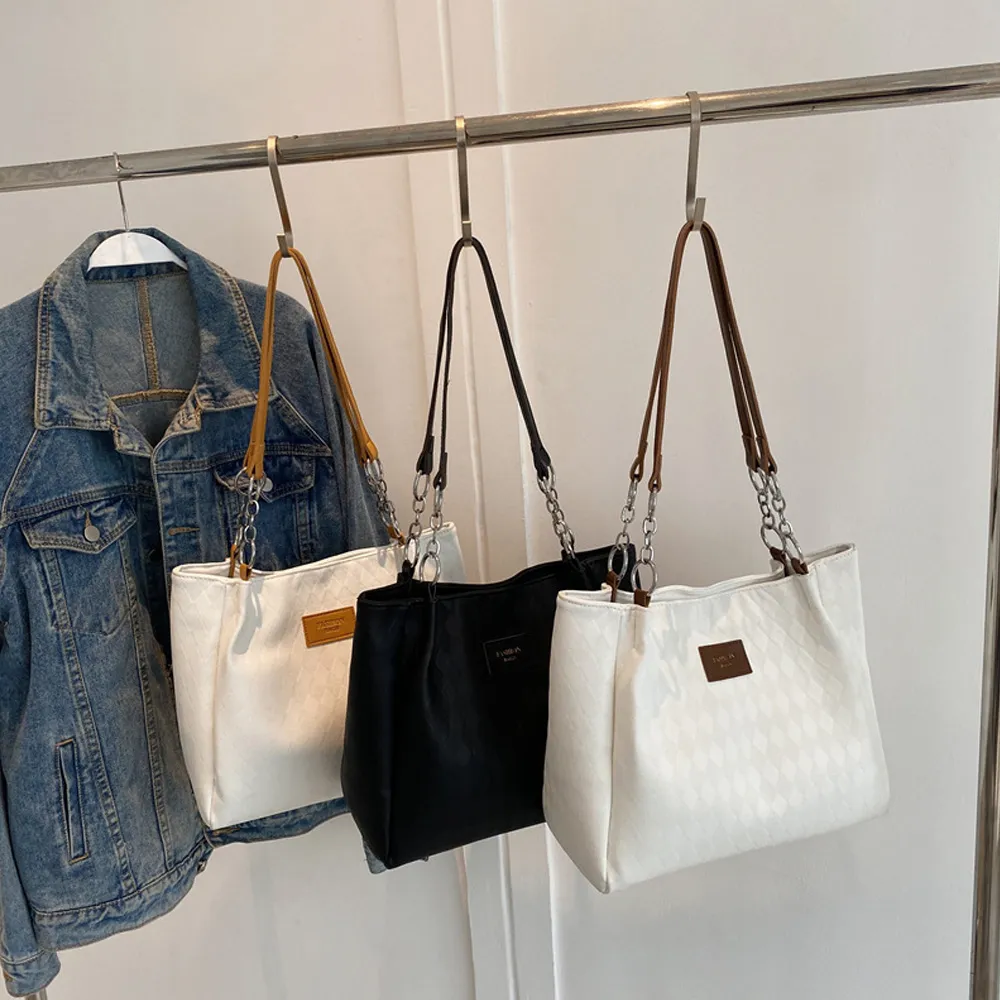 【Starshop】雙11 手提/斜背兩用拉鍊托特包 簡約百搭 側背包 手提包 側肩包 女款斜背包 通勤包