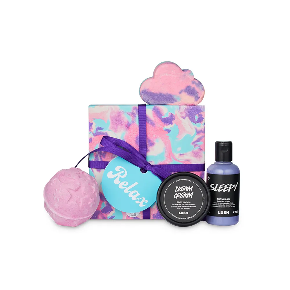 【LUSH 嵐舒】Relax 輕鬆一刻 沐浴泡澡禮盒(沐浴乳/潤膚乳/泡澡球/花香/薰衣草/洋甘菊/送禮)