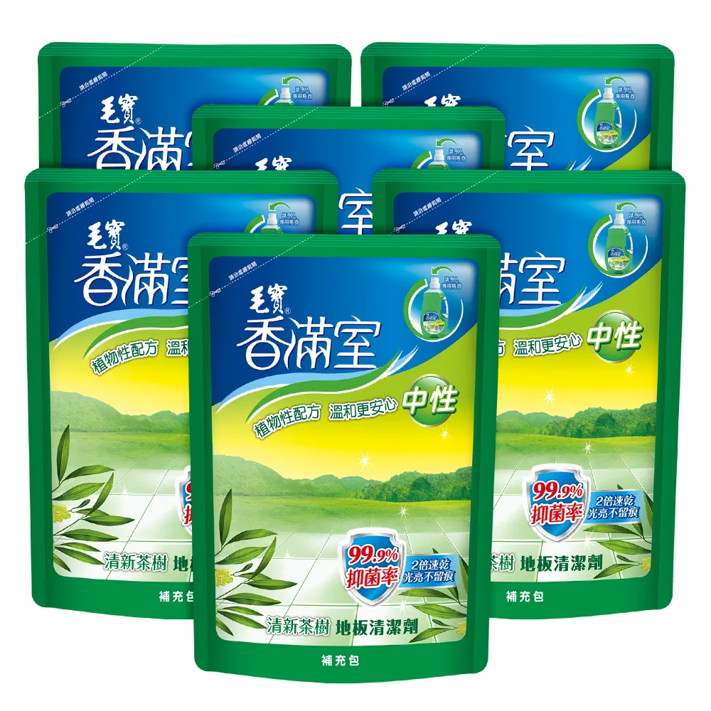 【毛寶】香滿室地板清潔劑-清新茶樹-補充包(1800g x6入/箱)