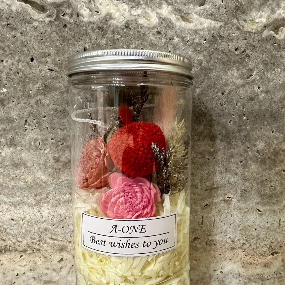 【A-ONE 匯旺】迷你花罐 通心草索拉花 永生花 粉橘玫瑰 繡球花 乾燥花 教師節花瓶禮