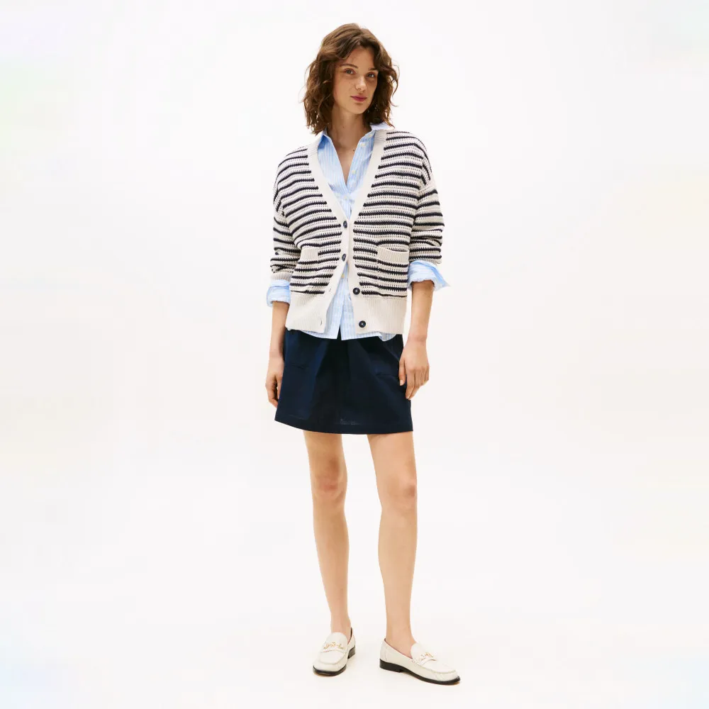 【TOMMY HILFIGER】官方旗艦館棉麻裙裝_藍色